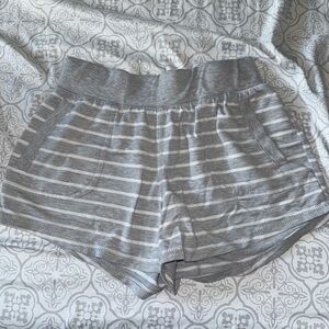Athletic Works Women's Gray Striped Athletic Shorts